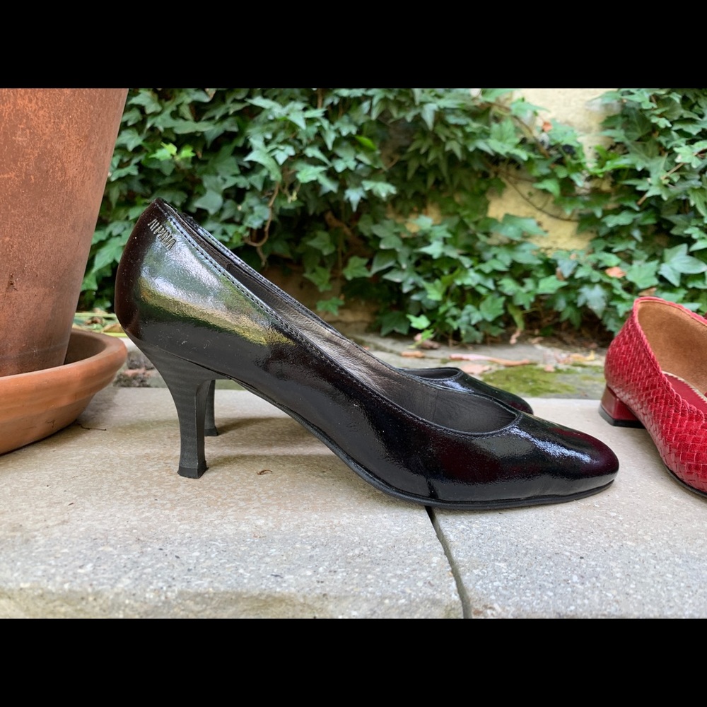 Classic Black Leather Heels, 2inch (5cm high)
